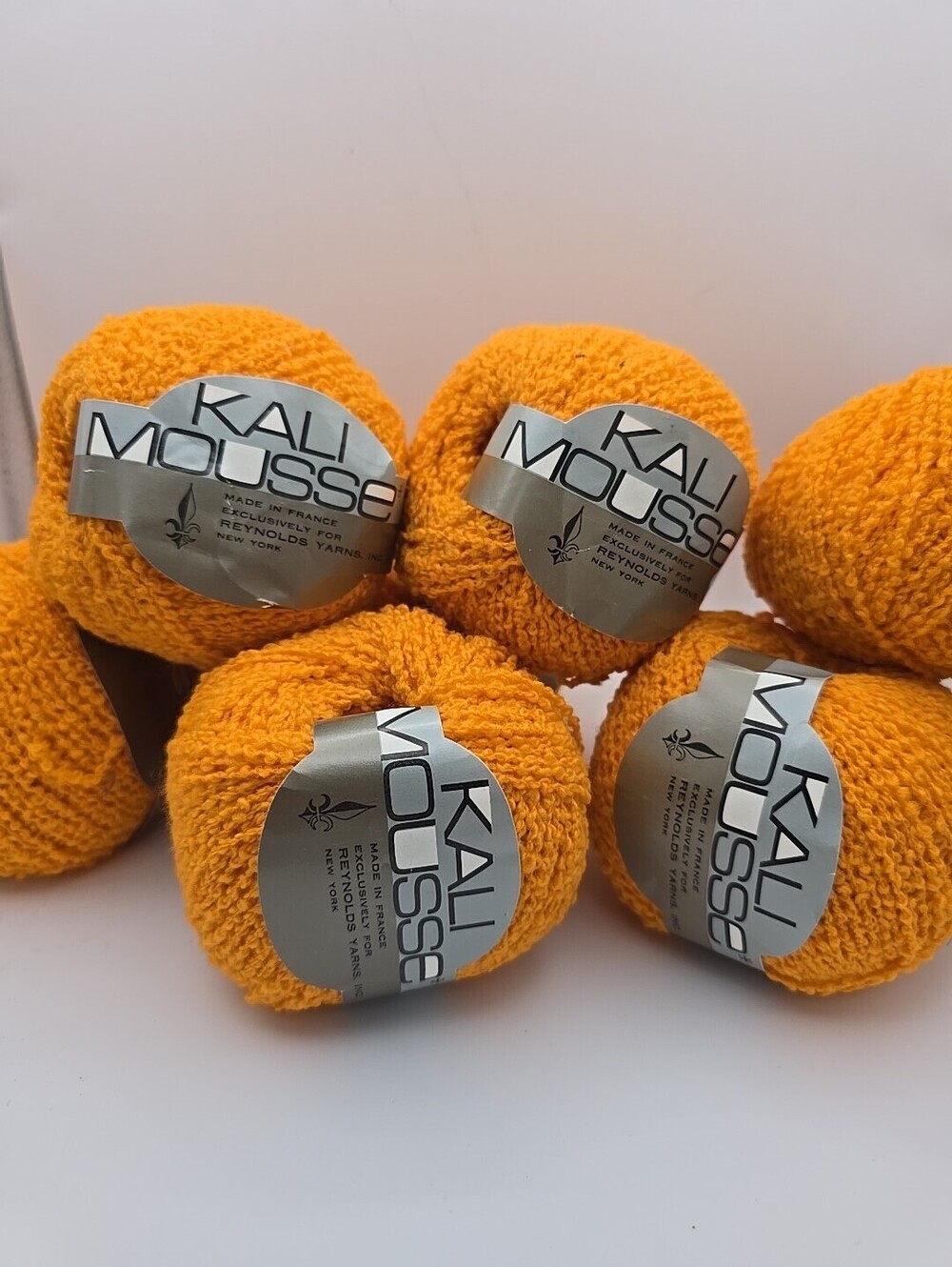 6 1/2 KALI MOUSSE MADE FRANCE REYNOLDS 100% WOOL YARN Orange Color 9 Lot 41153